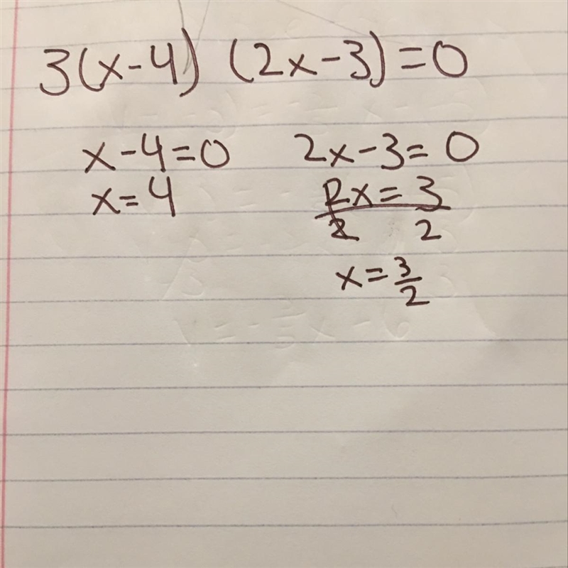 What are the solutions 3(x-4)(2x-3)=0-example-1