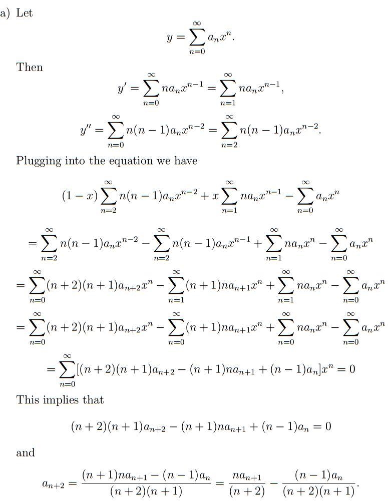 In each of Problems 1 through 14: (a) Seek power series solutions of the given differential-example-1