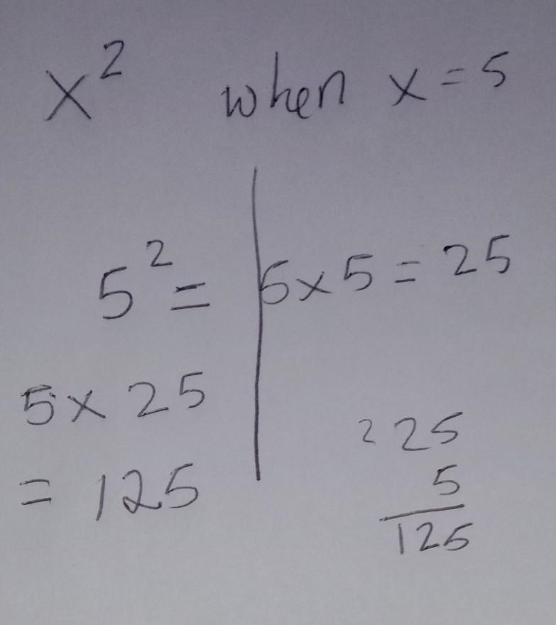 X^2 when x=5 how to work it out ​-example-1