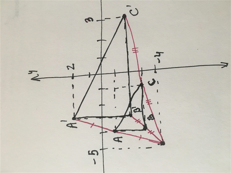 Draw the image of ABC under a dilation with scale factor 2 and center of dilation-example-1