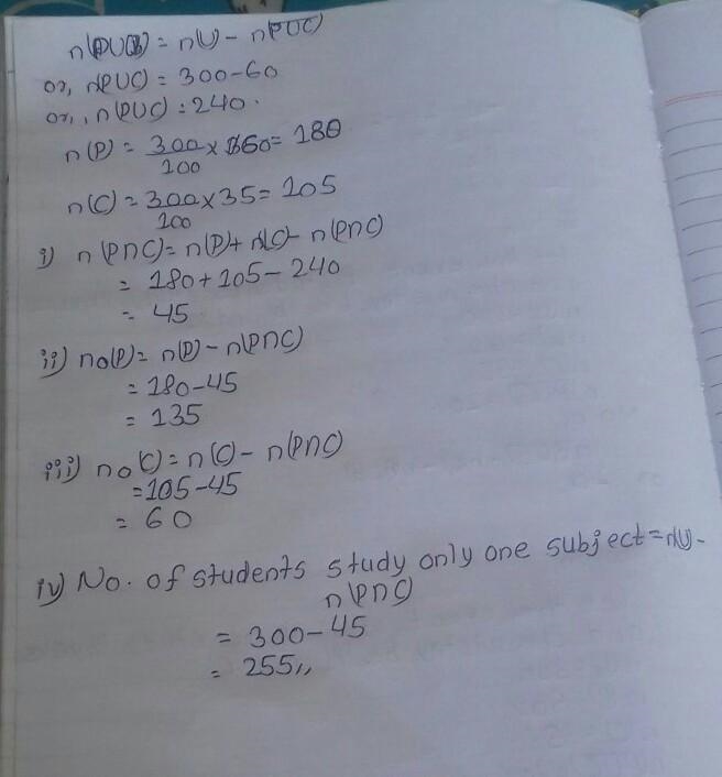 6. Out of 300 students in a class. 60% students study Physics, 35% students study-example-2