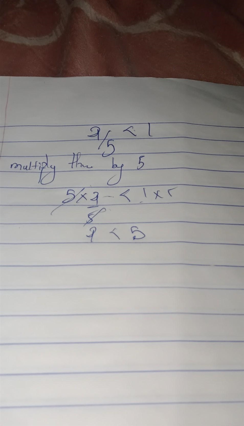 Solve the inequality a/5 less than 1.-example-1