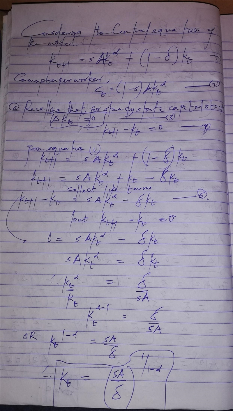 Suppose that we have a standard Solow model with a Cobb-Douglas production function-example-1