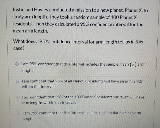 Justin and Hayley conducted a mission to a new planet, Planet X, to study arm length-example-1