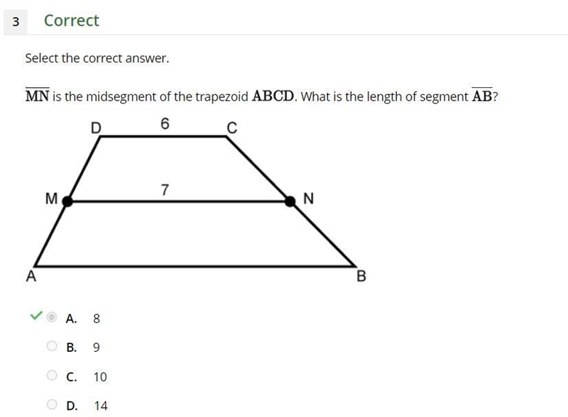 MN is the midsegment of the trapezoid ABCD. What is the length of segment AB? If, DC-example-1