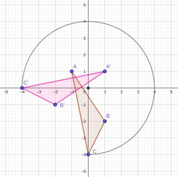 How do you rotate triangle A",B",C" 270 degrees around the origin. coordinates-example-1