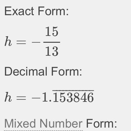 What is 3/4 h = – 45/52-example-1