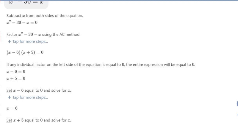 What are the solutions of the equation x² - 30 = x?-example-1