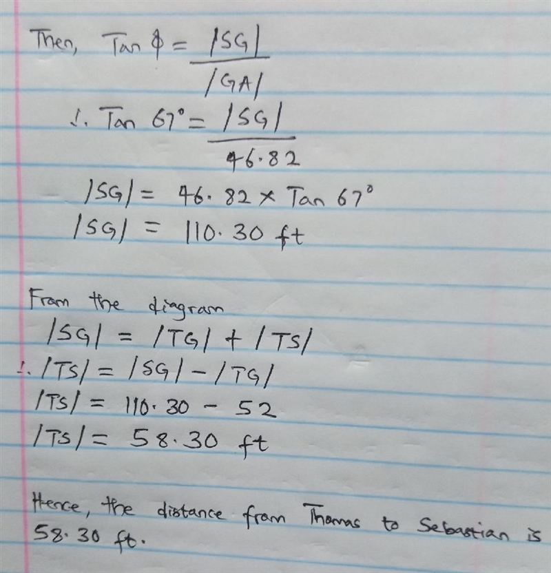 Sasha is outside of a building. She sees Thomas on the 4th floor at an angle of elevation-example-3