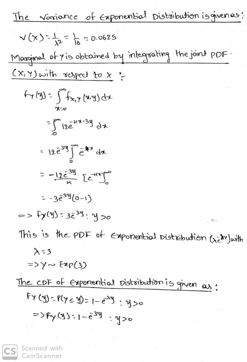 Let the joint pdf of X andY be f(x,y) = 12e−4x−3y , x > 0, y > 0. a. Find the-example-2