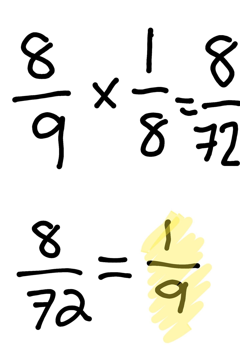 Divide. Express your answer in simplest form. 8/9 ÷ 8 ○7 1/9 ○1/9 ○8/72 ○9​-example-1