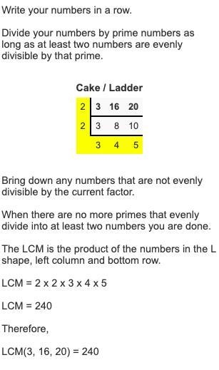 What is the least common multiple of the numbers 3 16 and 20 ￼-example-1