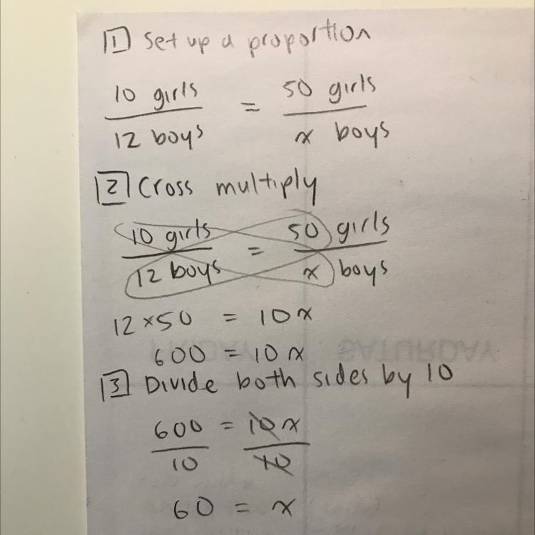 There are 10 girls for every 12 boys. If there are 50 girls, how many boys are there-example-1