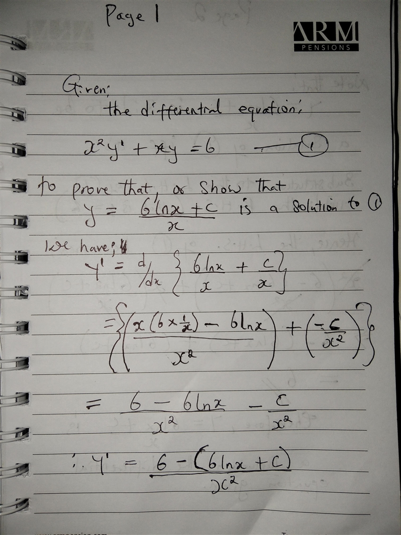 (a) Show that every member of the family of functions y = (6 ln(x) + C)/x , x &gt-example-1