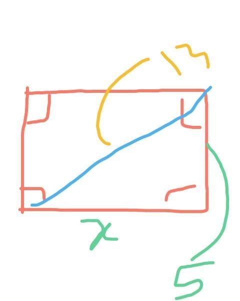 4. The diagonal of a rectangle is 13cm. The breadth is 5cm. Find it's length. *​-example-1