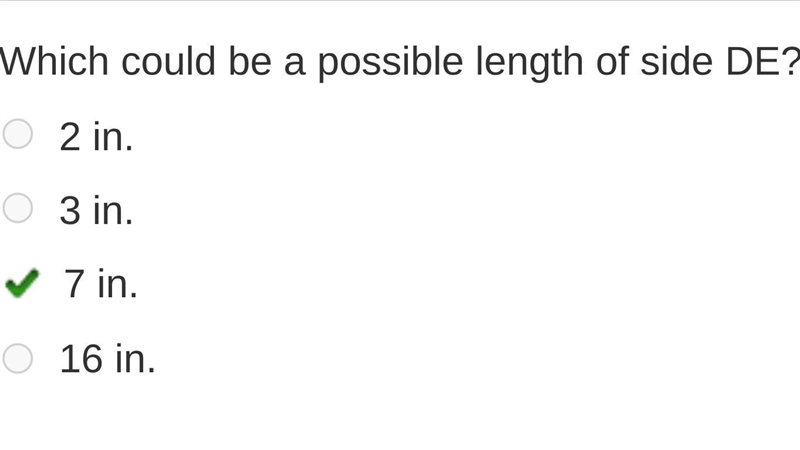 Triangle D E F. Side D F is 6 inches, side F E is 10 inches, and side E D is question-example-1