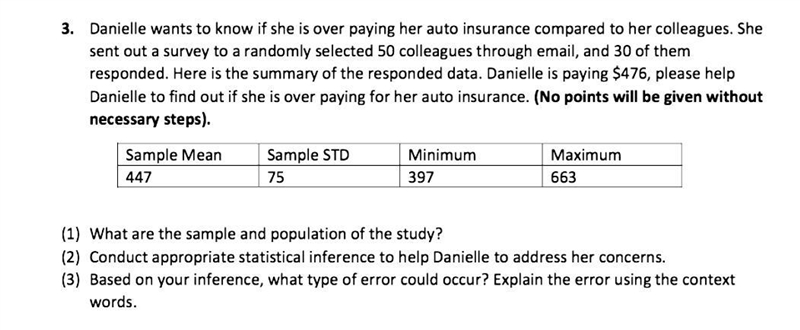 3. Danielle wants to know if she is over paying her auto insurance compared to her-example-1