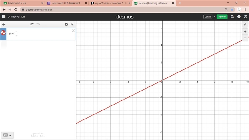 Is y=x/2 linear or nonlinear ?-example-1