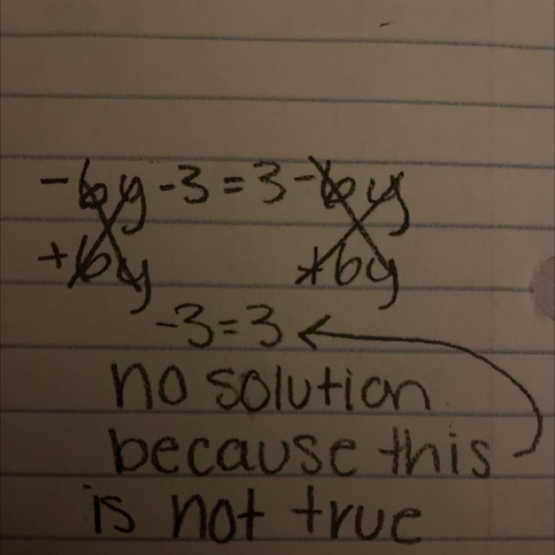 -6y - 3 = 3 - 6y. Pls solve-example-1