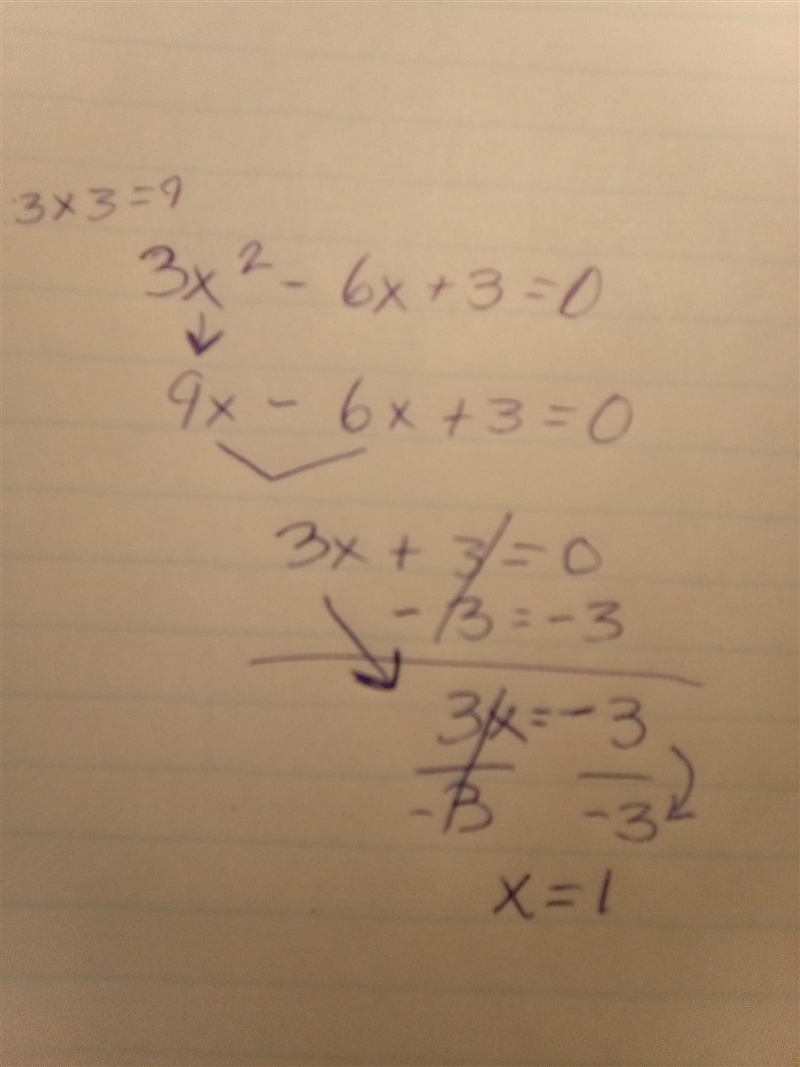 3x square - 6x + 3=0-example-1