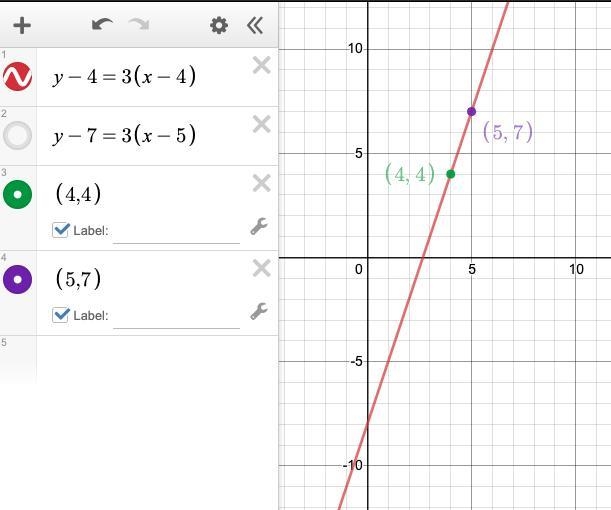 Write an equation of the line in​ point-slope form that passes through the given points-example-1