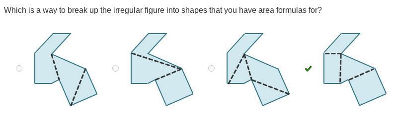 Which is a way to break up the irregular figure into shapes that you have area formulas-example-1