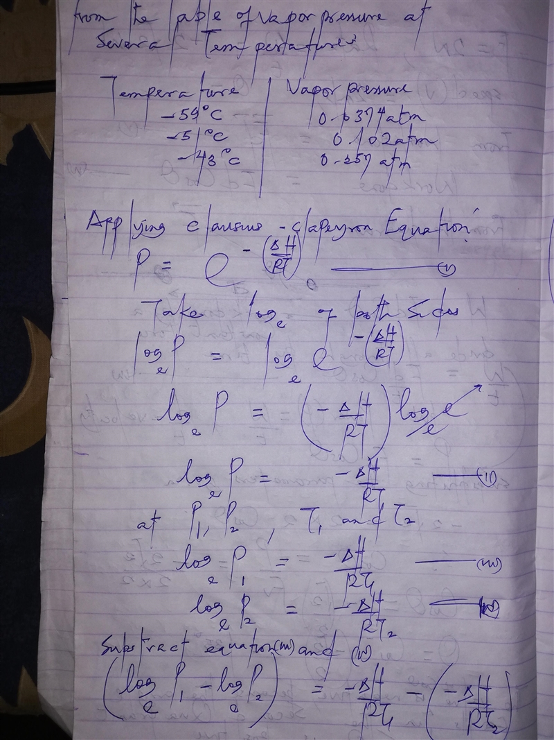 The vapor pressure of Substance X is measured at several temperatures: temperature-example-1