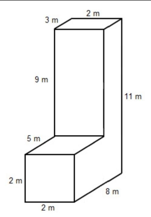 What is the area of this composite solid? •119 m2 •146 m2 •162 m2 •174 m2-example-1