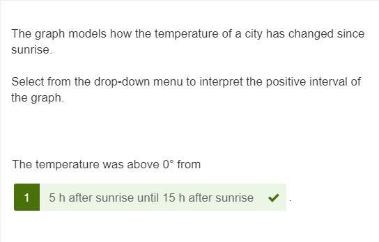 The graph models how the temperature of a city has changed since sunrise. Select from-example-1