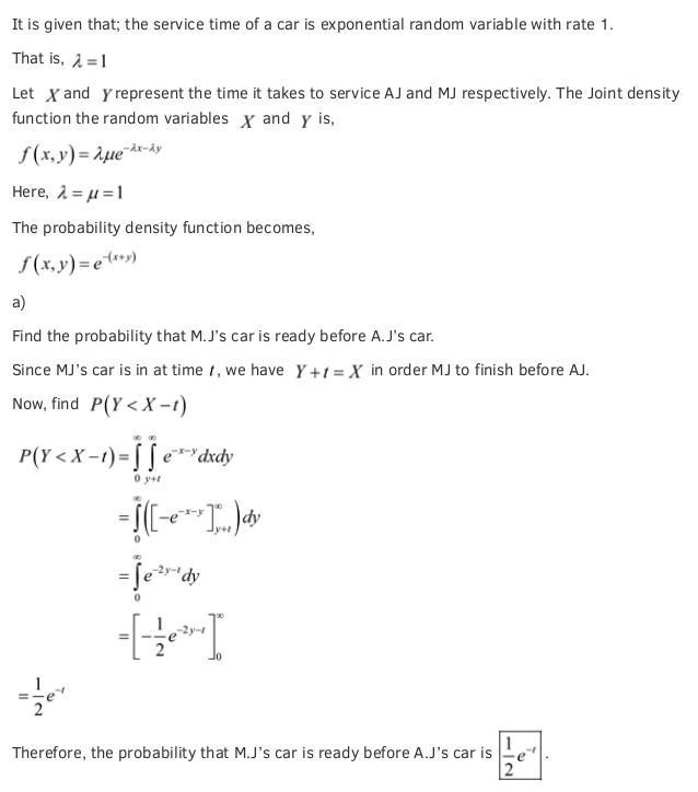 The time that it takes to service a car is an exponential random variable with rate-example-1