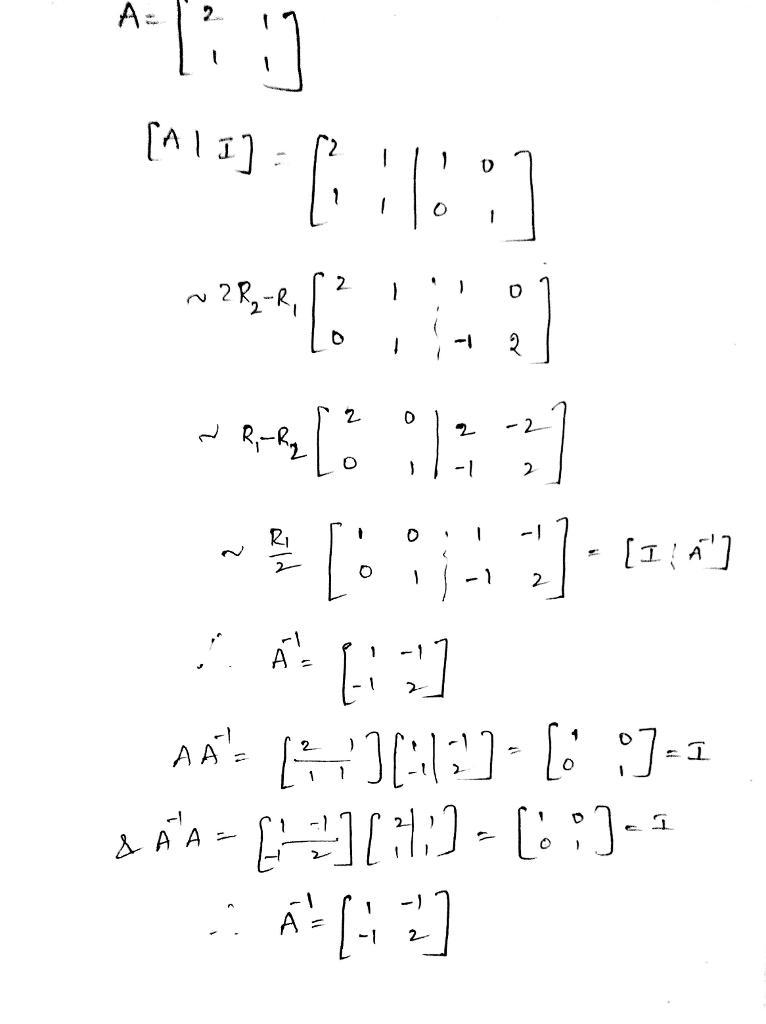 Use row reduction to find the inverse of the given matrix if it exists, and check-example-1