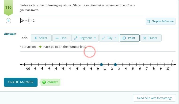 Solve each of the following equations. Show its solution set on a number line. Check-example-1