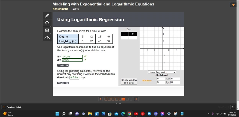 Using the graphing calculator, estimate to the nearest day how long it will take the-example-1