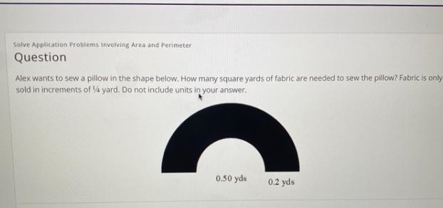 Alex wants to sew a pillow in the shape below. How many square yards of fabric are-example-1