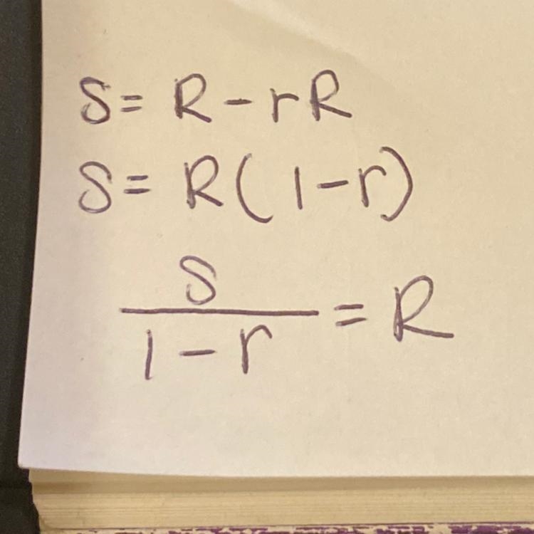 S = R-rR solve for R-example-1