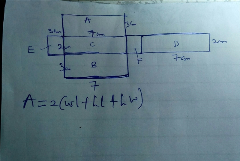 Find the surface area of the rectangular prism above using its net below-example-2