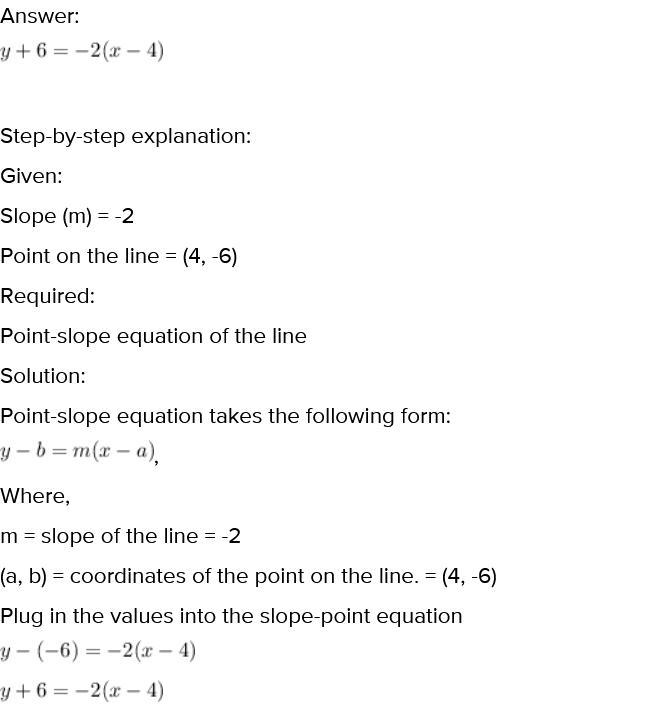 The slope of the line below is -2. Use the coordinates of the labeled point to find-example-1