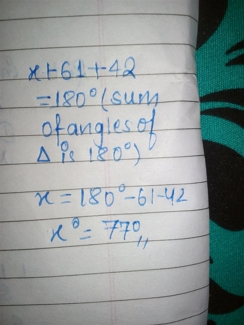 Solve for the unknown value X=______Degrees-example-1