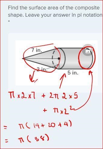 Find the surface area of the composite shape. Leave your answer in pi notation. *-example-1