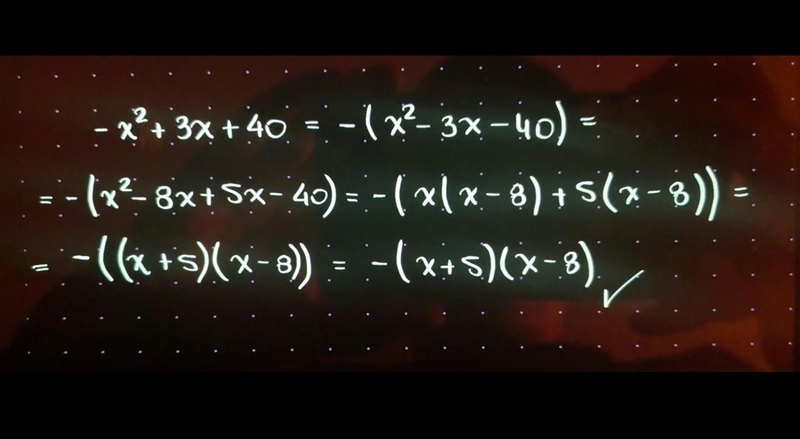 3. Factor the expression. (1 point) -X2+3x+40 O-(x+2)(x-20) O-(x-5)(x+8) O (x-4)(x-example-1