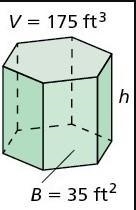 The volume V of a prism with base area B and height h is V=Bh. Solve the formula for-example-1