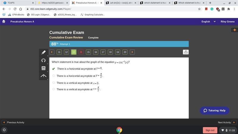 Which statement is true about the graph of the equation y=csc^-1(x)-example-1