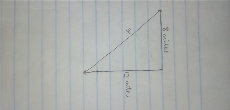 Pythagorean Theorem POSSIBLE POINTS : 13:33 Two joggers run 12 miles north and then-example-1