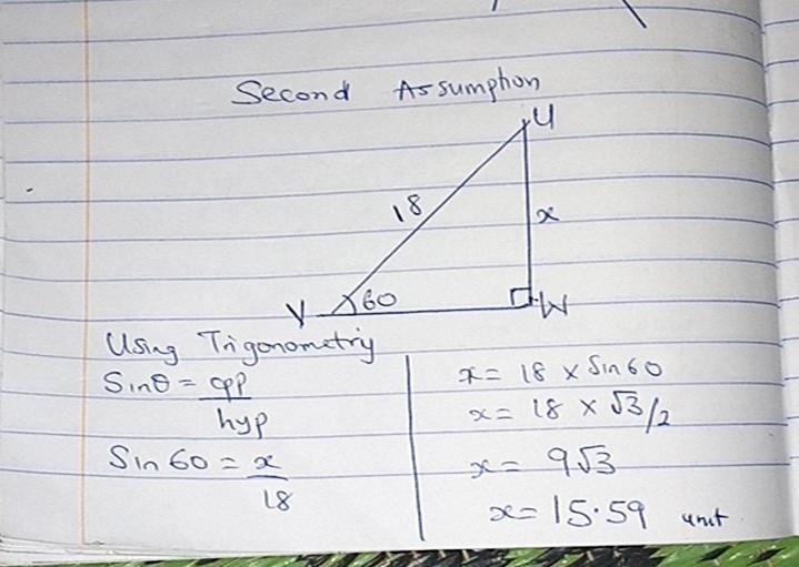 In the right triangle shown, m V = 60° and UV = 18. 60° How long is UW?-example-2