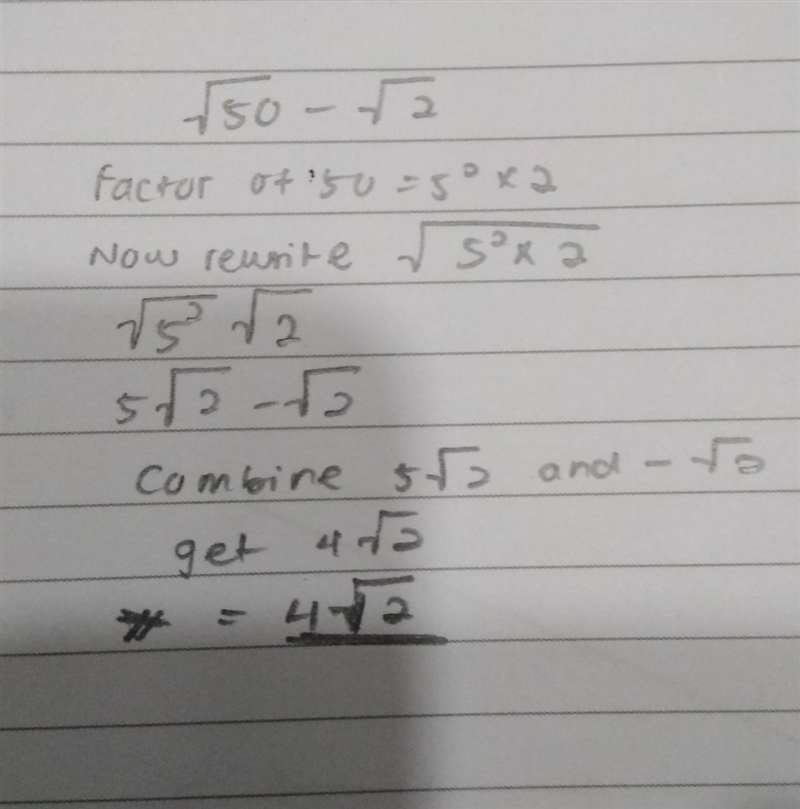 Which choice is equivalent to the expression below √50-√2-example-1