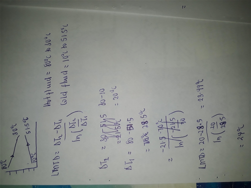 A concentric-tube heat exchanger cools hot water owing at 1 kg/s from 80C to 30C. It-example-1