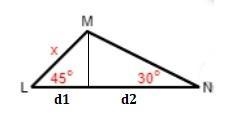 What are expressions for MN and LN? Hint: Construct the altitude from M to LN. MN-example-1