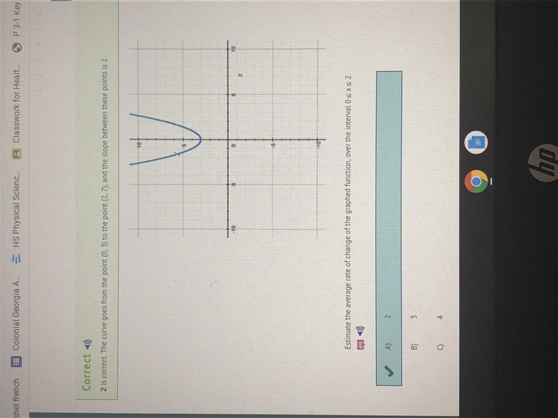 Estimate the average rate of change of the graphed function, over the interval 0 ≤ x-example-1