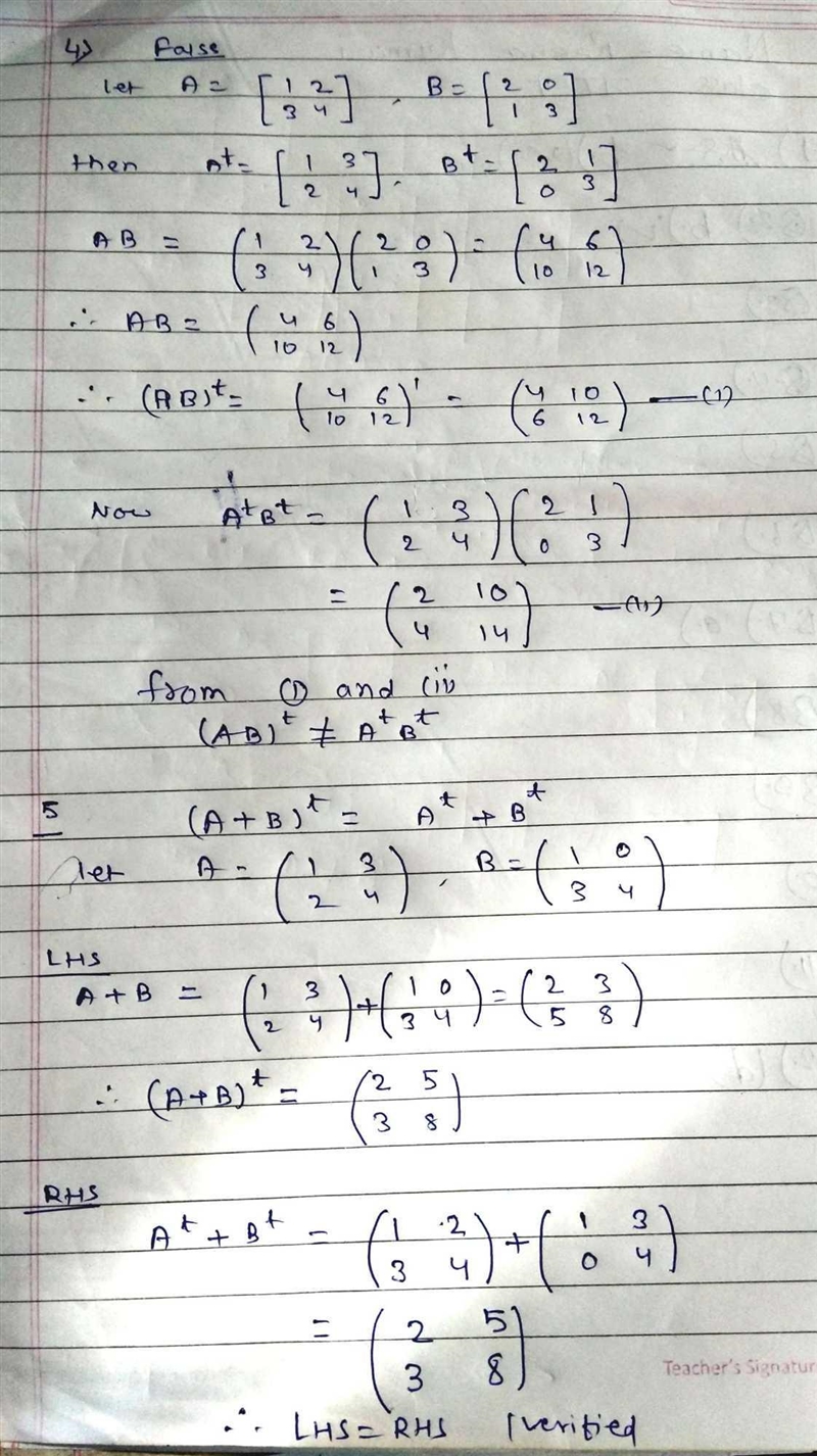 Matrix addition and subtraction are trivial. State truw false for the following: 1. Matrix-example-1