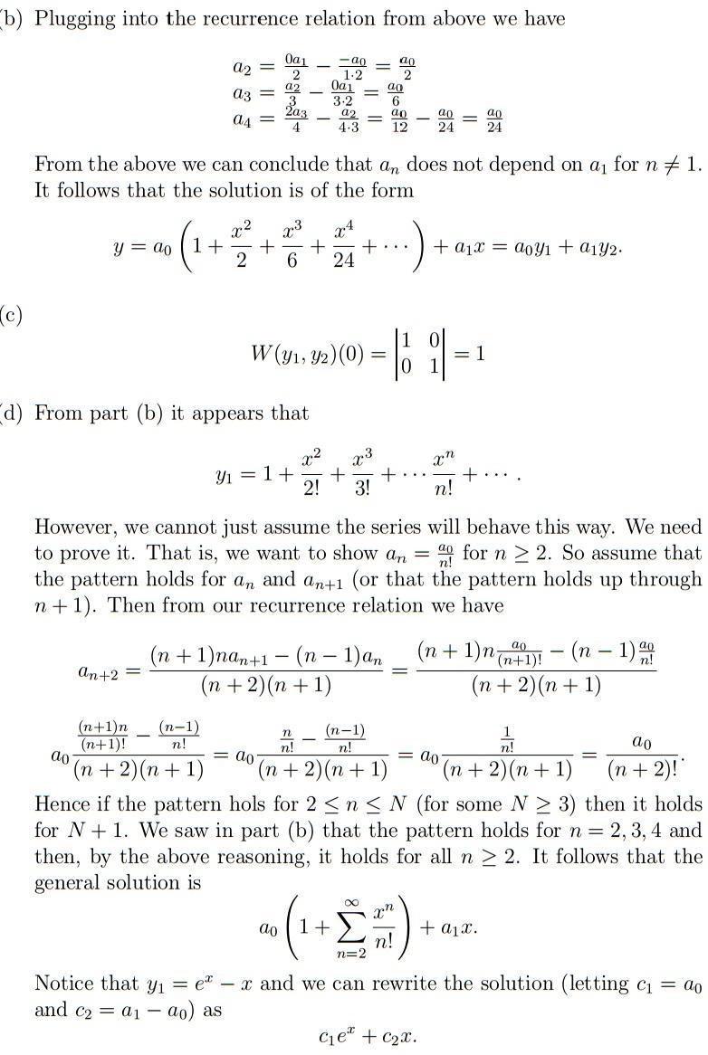 In each of Problems 1 through 14: (a) Seek power series solutions of the given differential-example-2